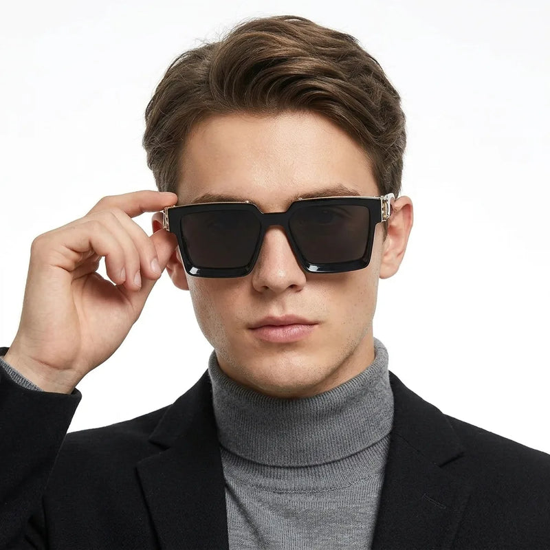 Bold | Black Medium Full Rim Square Sunglasses for Men [UV-protected]