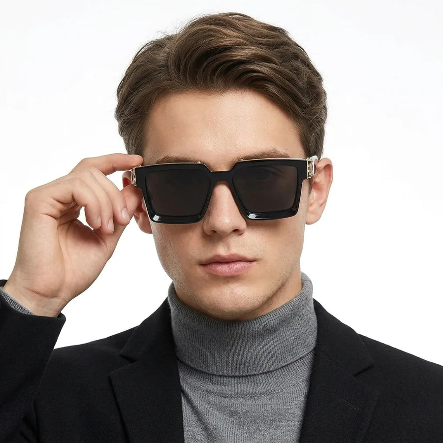 Bold | Black Medium Full Rim Square Sunglasses for Men [UV-protected]
