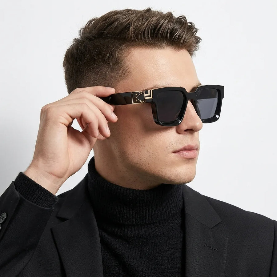 Bold | Black Medium Full Rim Square Sunglasses for Men [UV-protected]