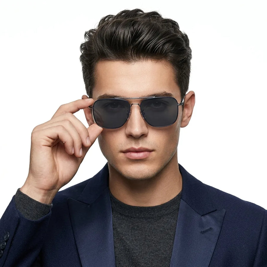 Unity | Grey Medium Full Rim Square Sunglasses for Men [Polarized]