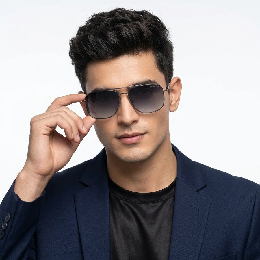 Unity | Black Medium Full Rim Square Sunglasses for Men [Polarized]