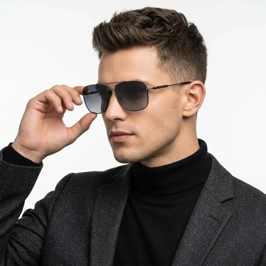 Unity | Black Medium Full Rim Square Sunglasses for Men [Polarized]