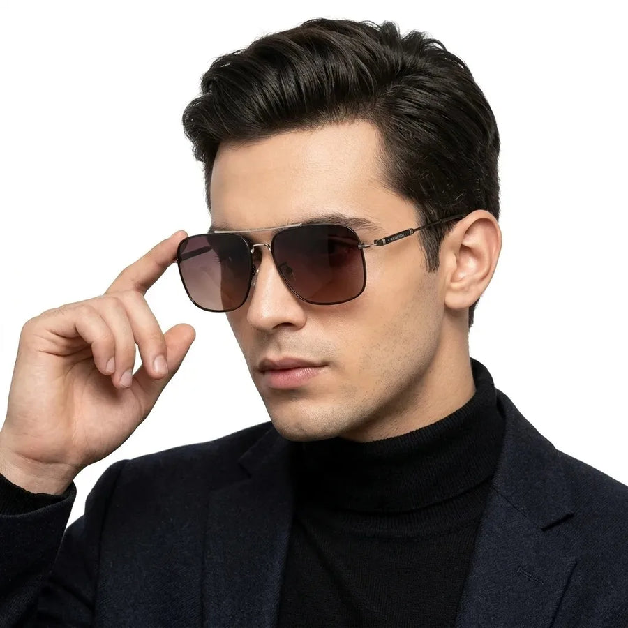 Unity | Gradient Purple Brown Large Full Rim Square Sunglasses for Men [Polarized]