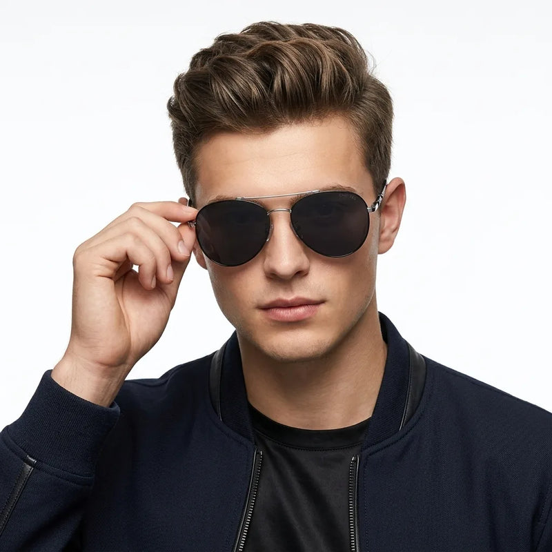 Valtor | Grey Large Full Rim Aviator Sunglasses for Men & Women [Polarized]