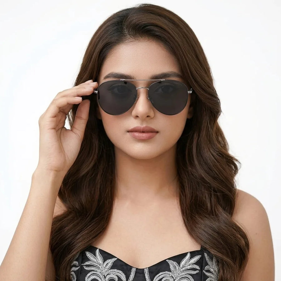 Valtor | Grey Large Full Rim Aviator Sunglasses for Men & Women [Polarized]