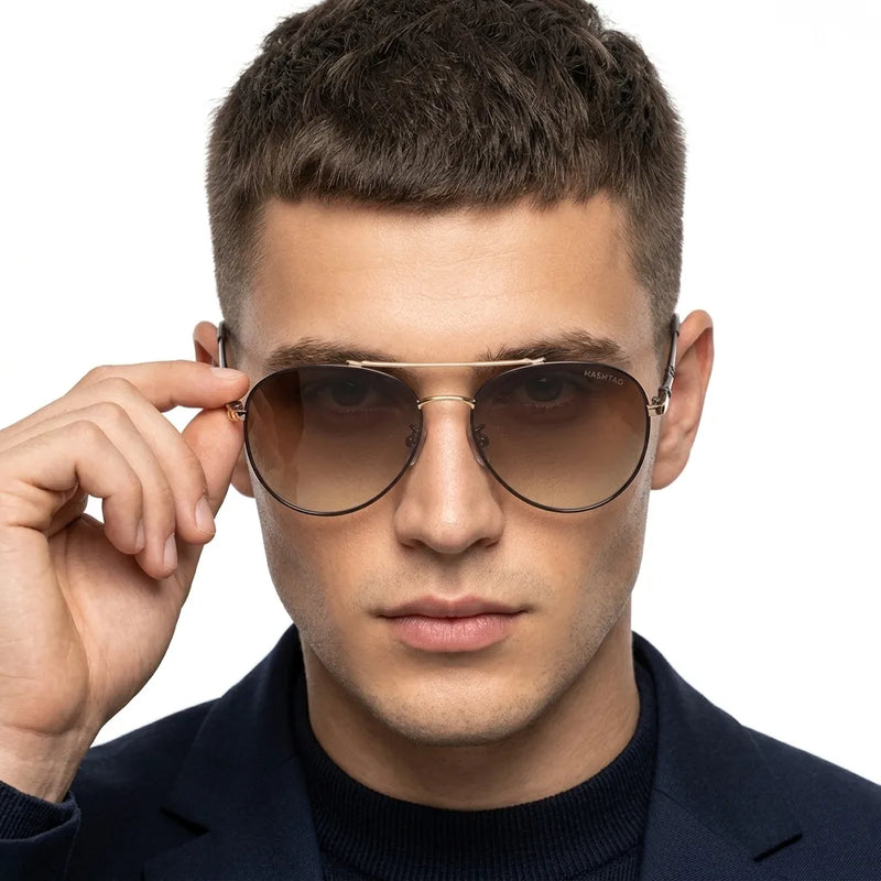 Valtor | Gradient Brown Small Full Rim Aviator Sunglasses for Men & Women [Polarized]