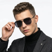 Lenis | Grey Large Full Rim Haxagonal Sunglasses for Men [Polarized]