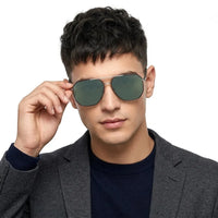 Lenis | Green Large Full Rim Haxagonal Sunglasses for Men [Polarized]