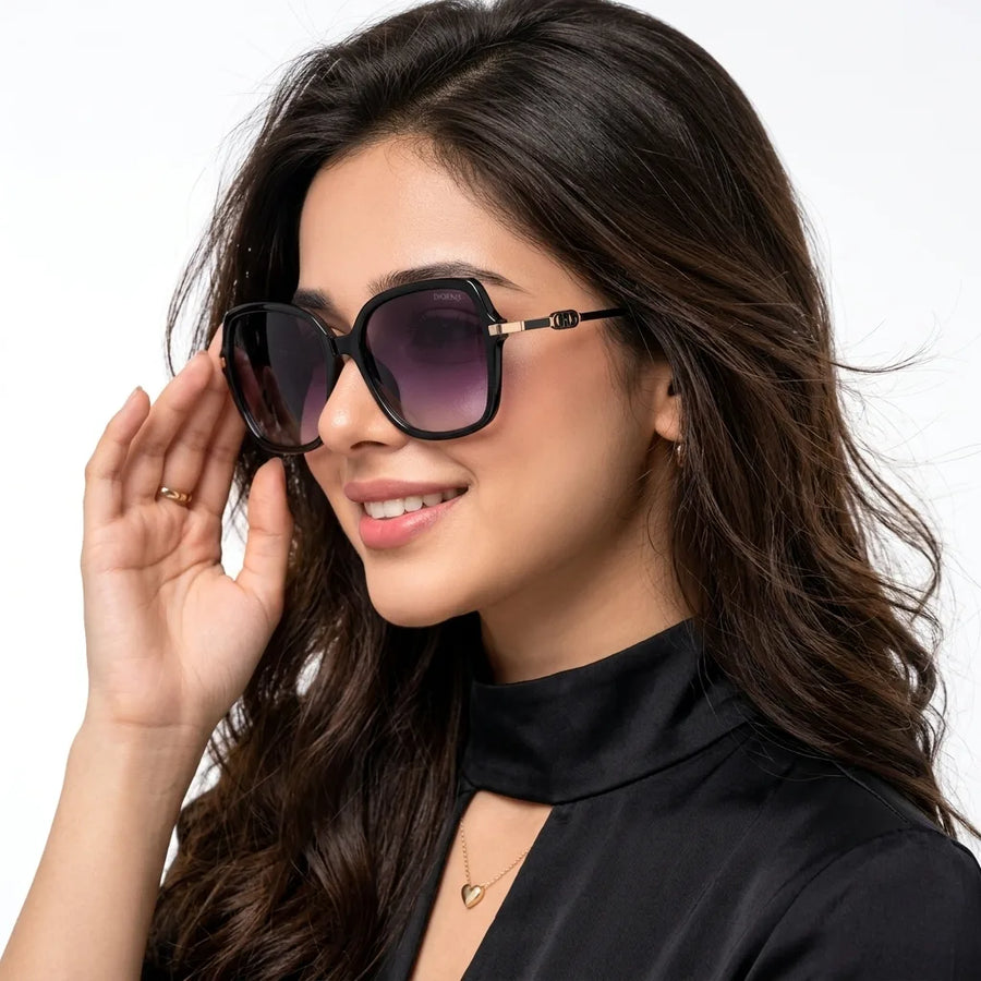 Eclipta | Black Oversized Full Rim SQUARE Sunglasses for Women [Polarized]