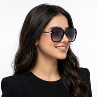 Eclipta | Black Oversized Full Rim SQUARE Sunglasses for Women [Polarized]
