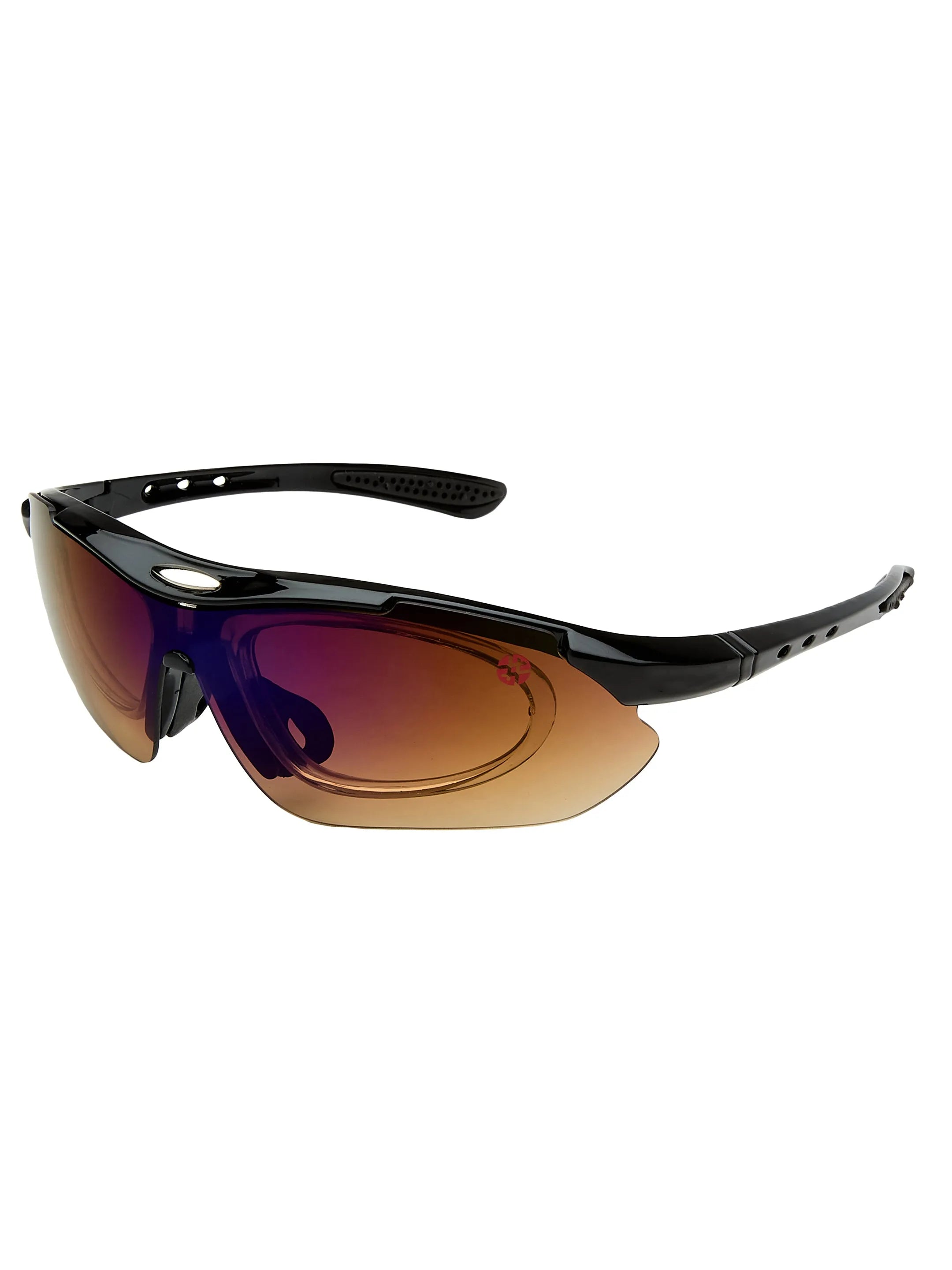 Valkor | Black Free Size Half Rim Shield Sports for Men & Women Changeable Lens[Polarized]