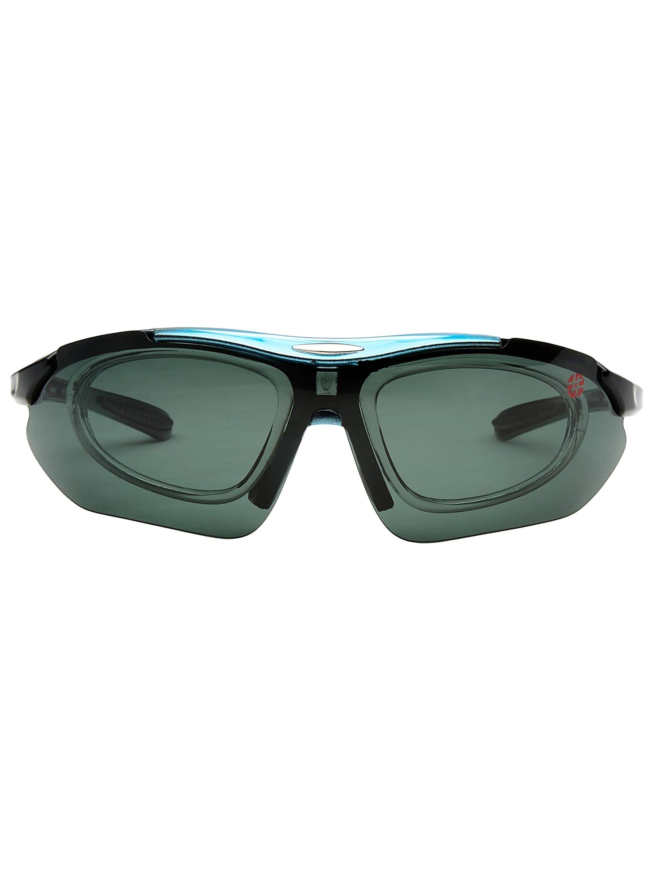 Valkor | Blue & Black Free Size Half Rim Shield Sports for Men & Women Changeable Lens  [Polarized]