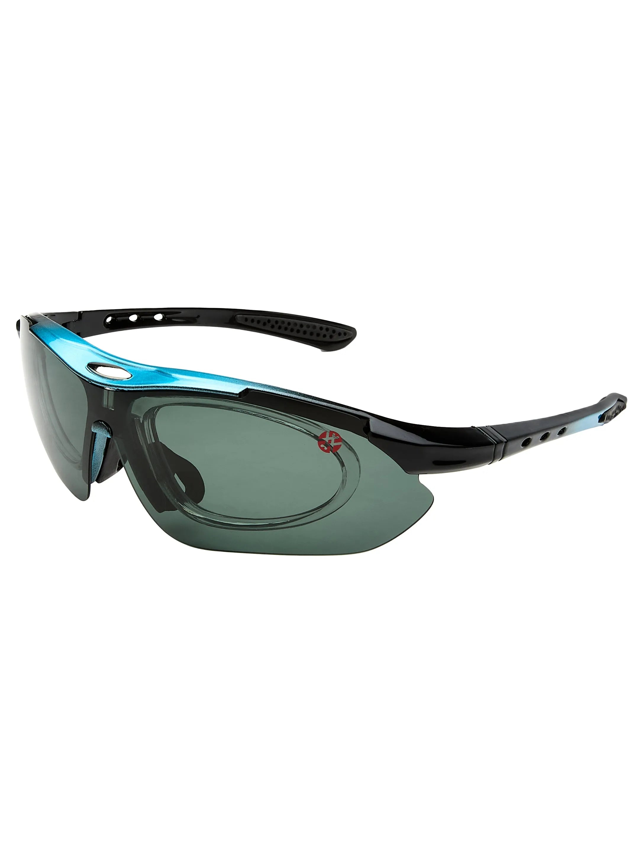 Valkor | Blue & Black Free Size Half Rim Shield Sports for Men & Women Changeable Lens  [Polarized]