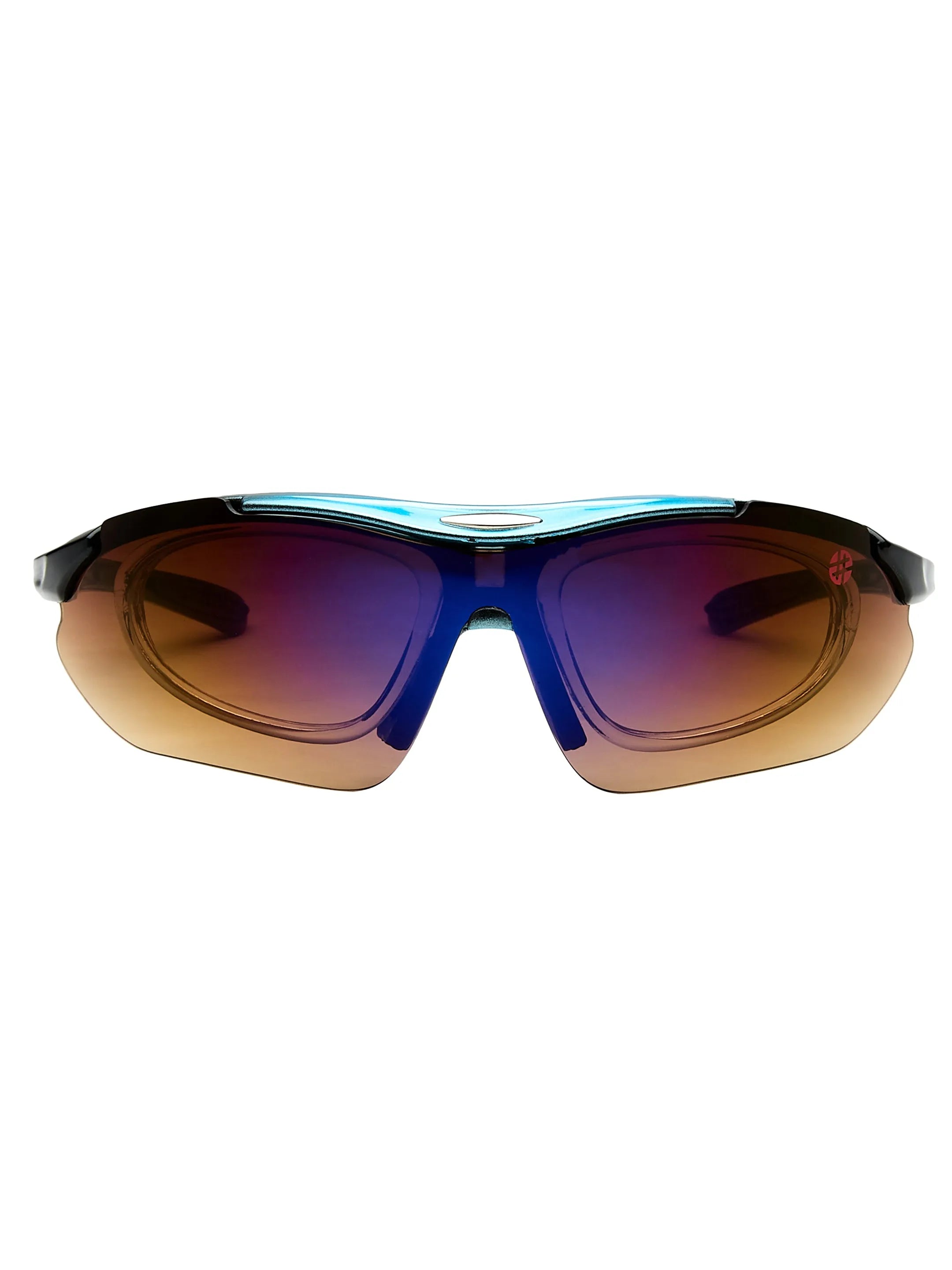 Valkor | Blue & Black Free Size Half Rim Shield Sports for Men & Women Changeable Lens  [Polarized]