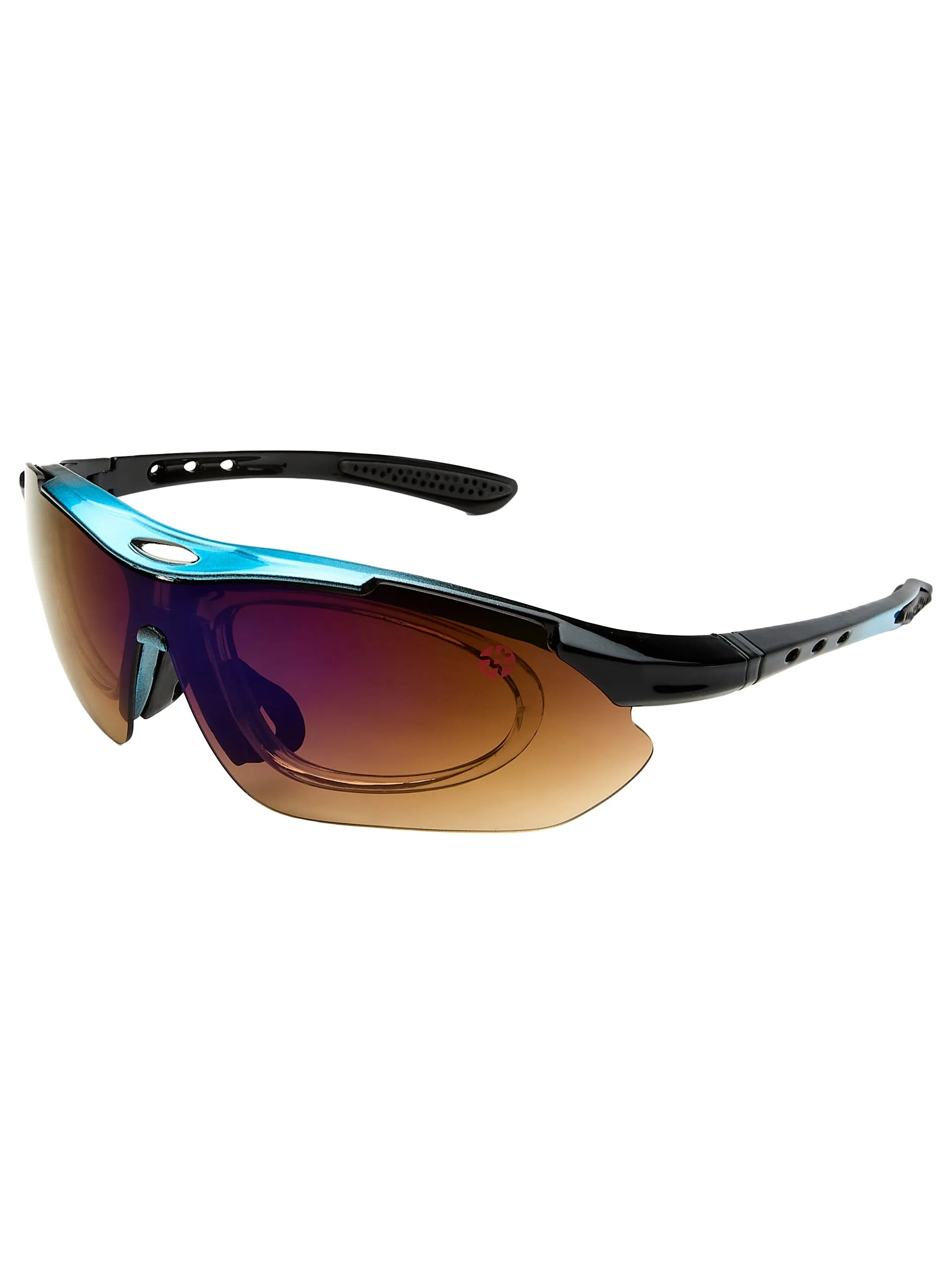 Valkor | Blue & Black Free Size Half Rim Shield Sports for Men & Women Changeable Lens  [Polarized]