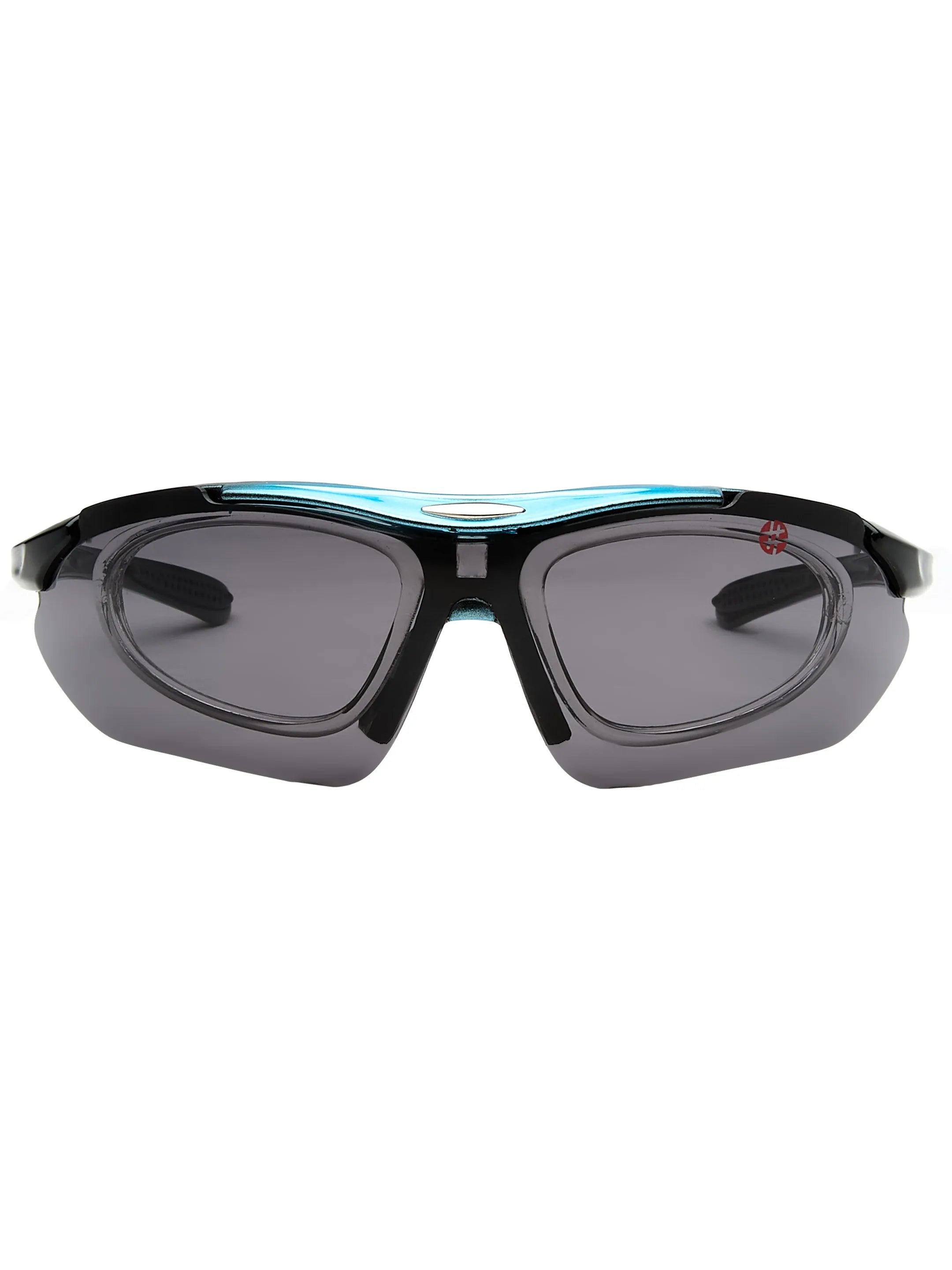 Valkor | Blue & Black Free Size Half Rim Shield Sports for Men & Women Changeable Lens  [Polarized]