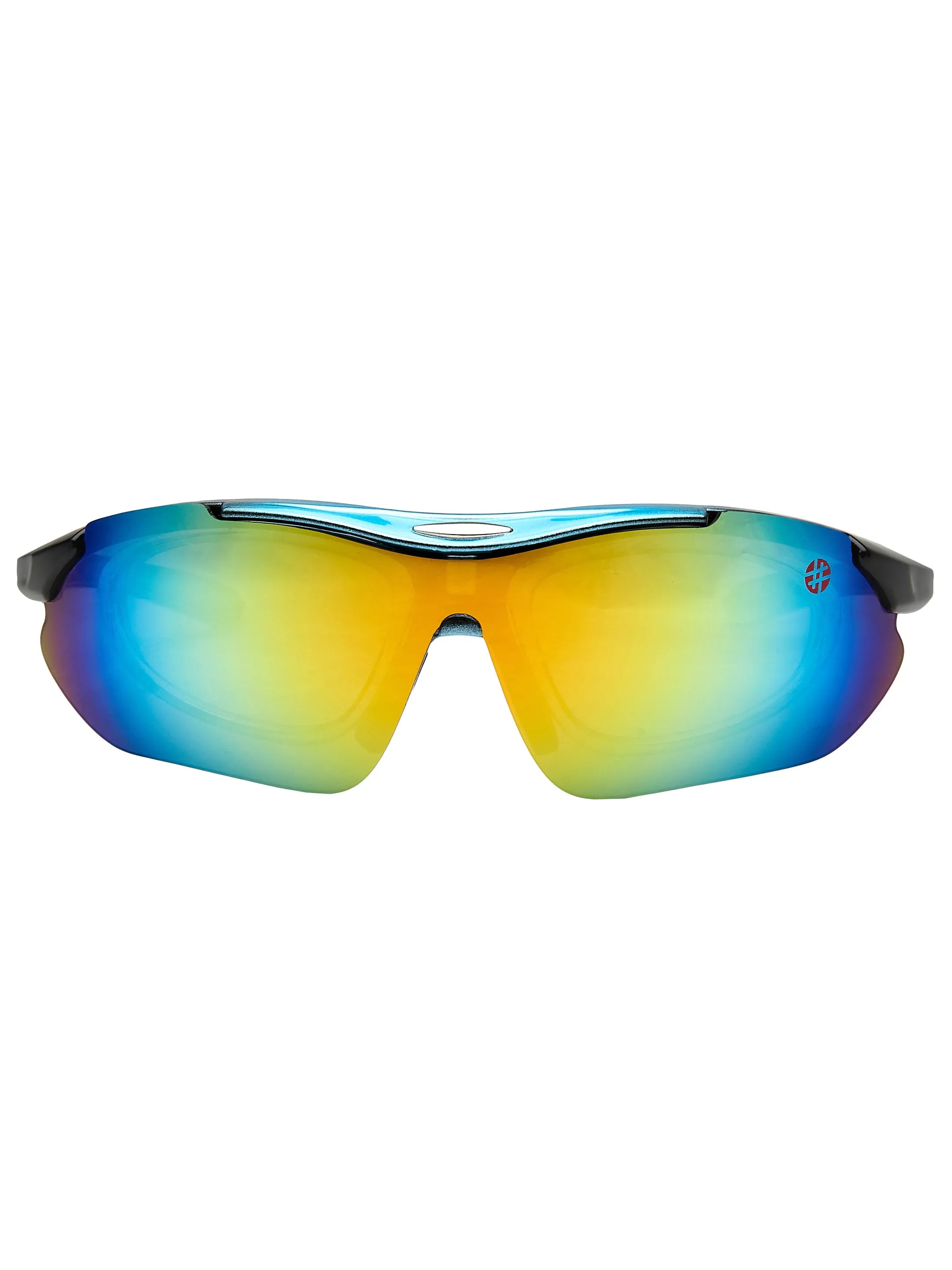 Valkor | Blue & Black Free Size Half Rim Shield Sports for Men & Women Changeable Lens  [Polarized]