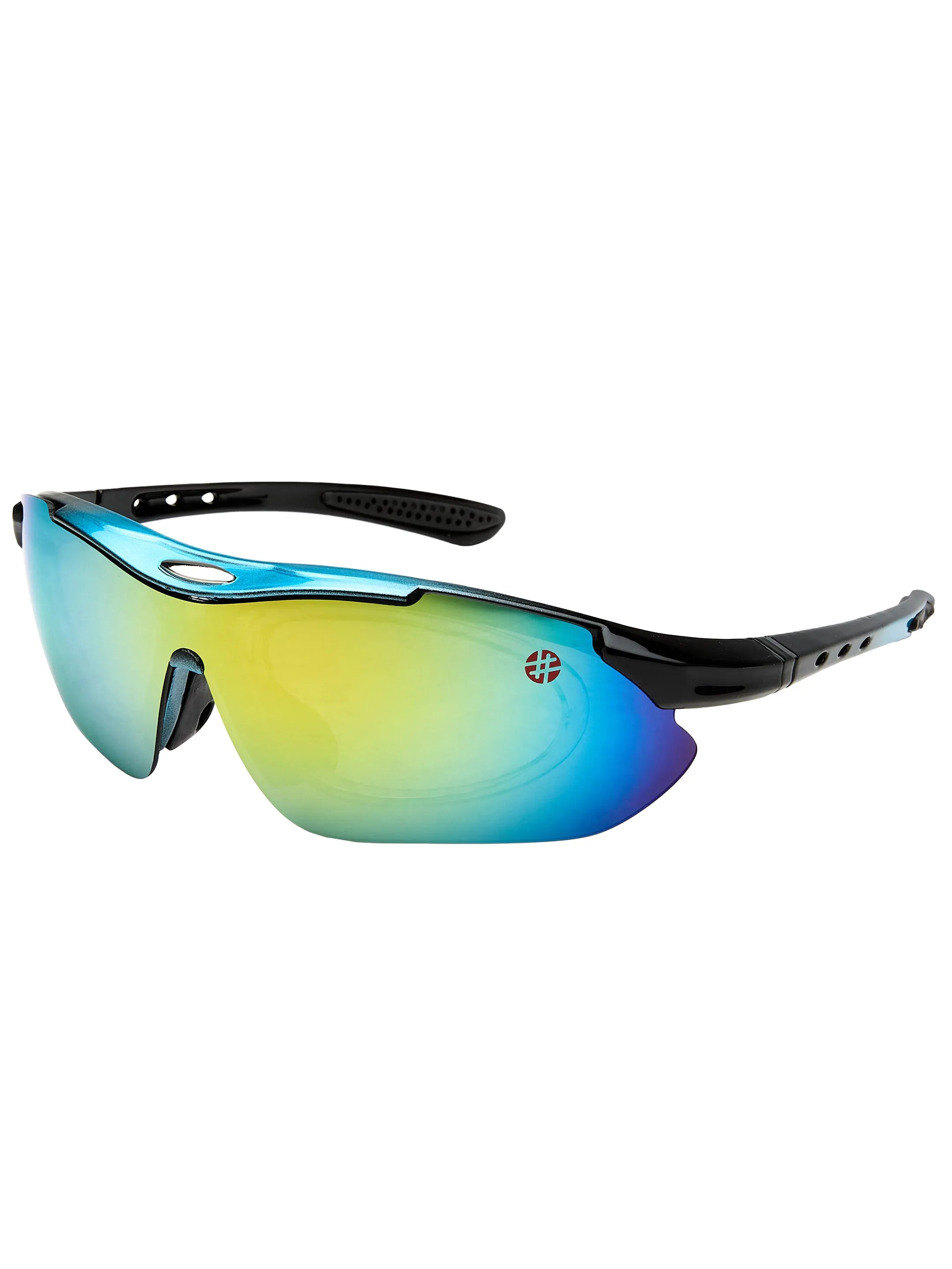 Valkor | Blue & Black Free Size Half Rim Shield Sports for Men & Women Changeable Lens  [Polarized]