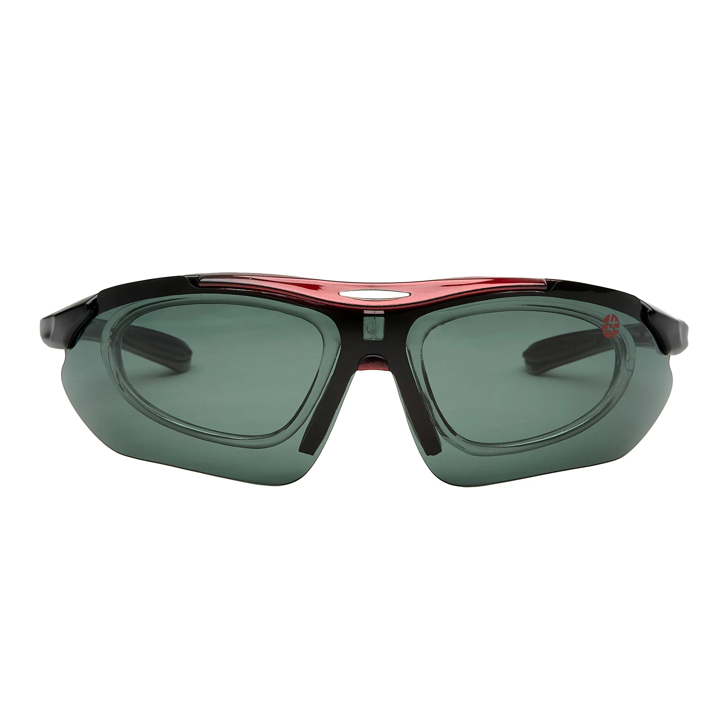 Valkor | Red & Black Free Size Half Rim Shield Sports for Men & Women Changeable Lens [Polarized]
