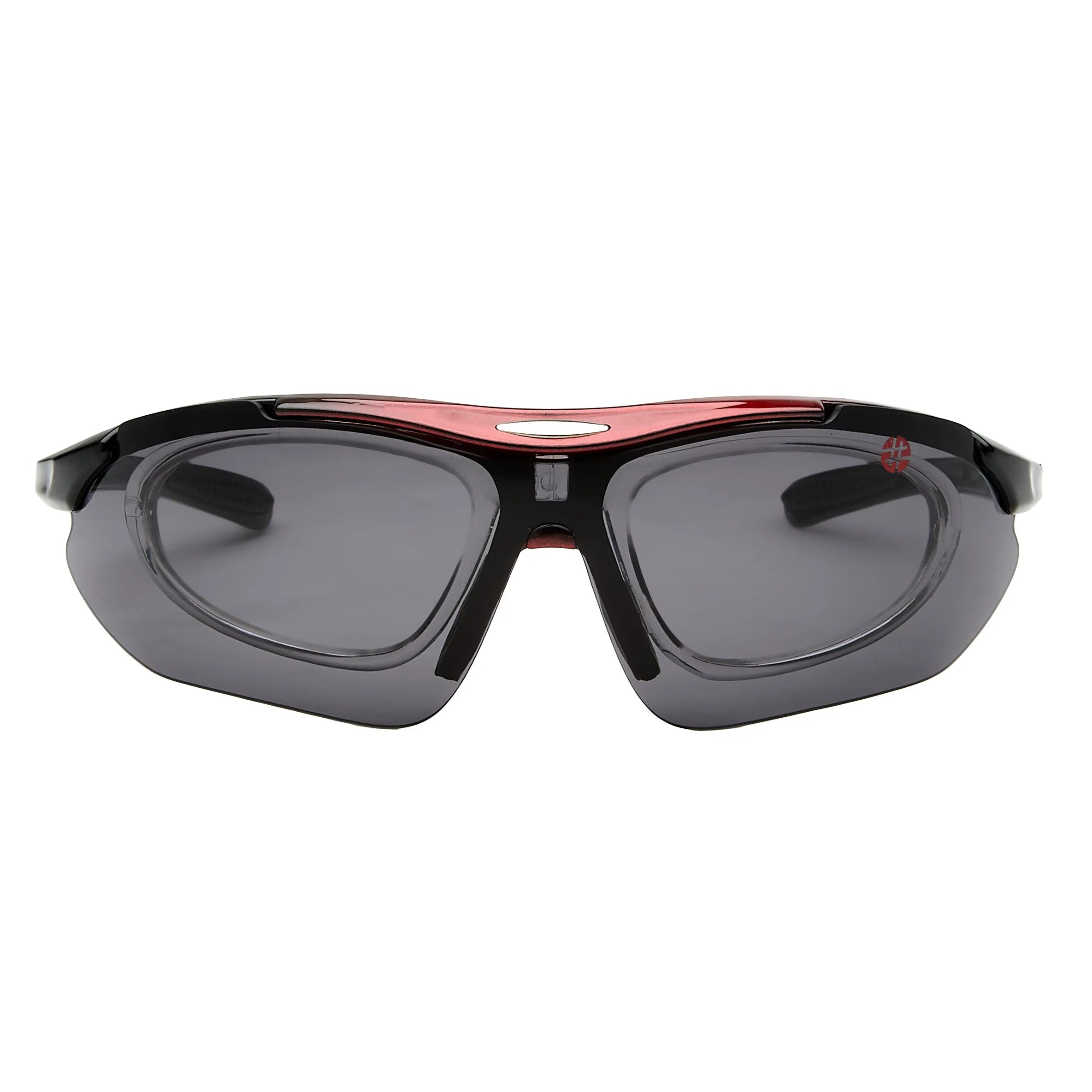 Valkor | Red & Black Free Size Half Rim Shield Sports for Men & Women Changeable Lens [Polarized]