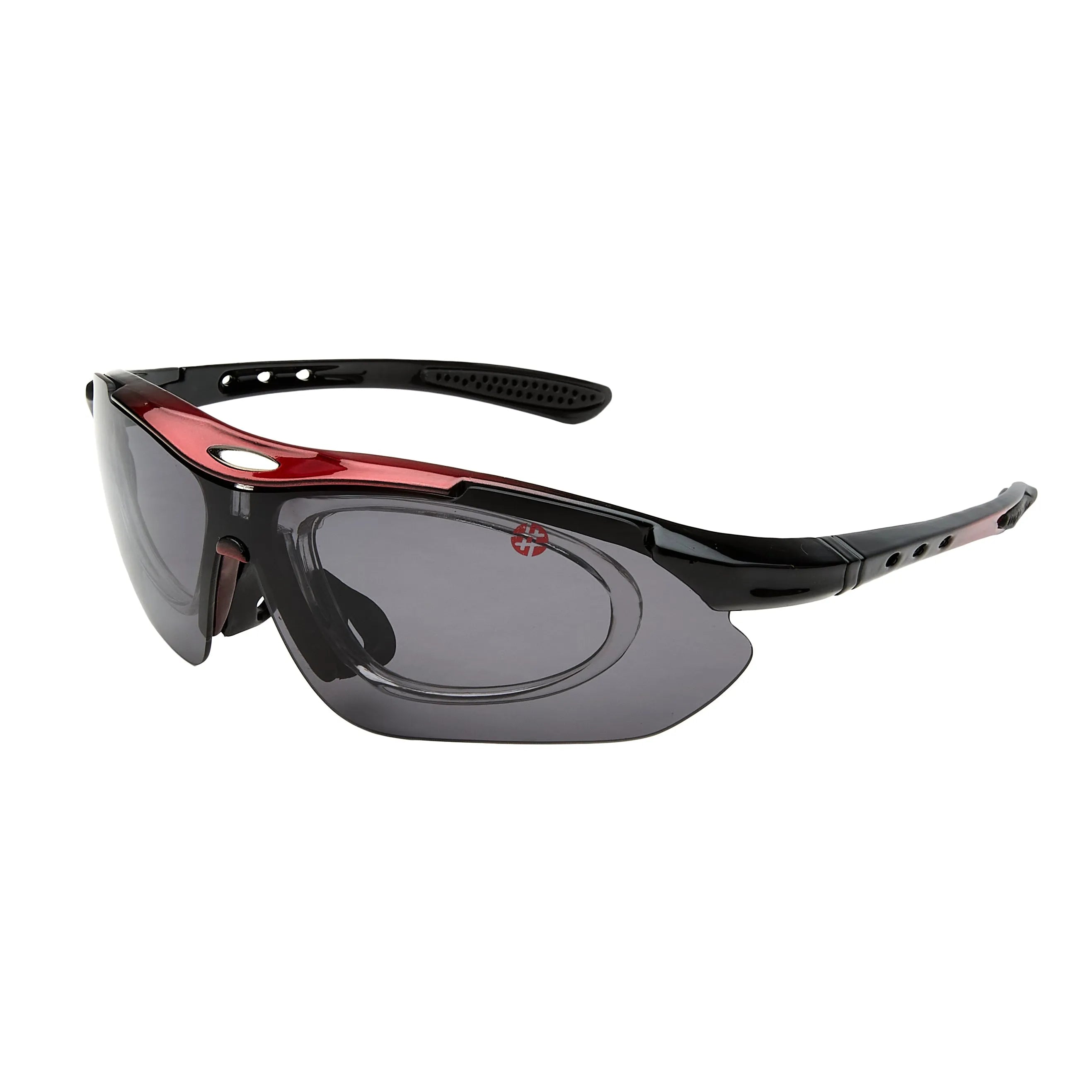 Valkor | Red & Black Free Size Half Rim Shield Sports for Men & Women Changeable Lens [Polarized]