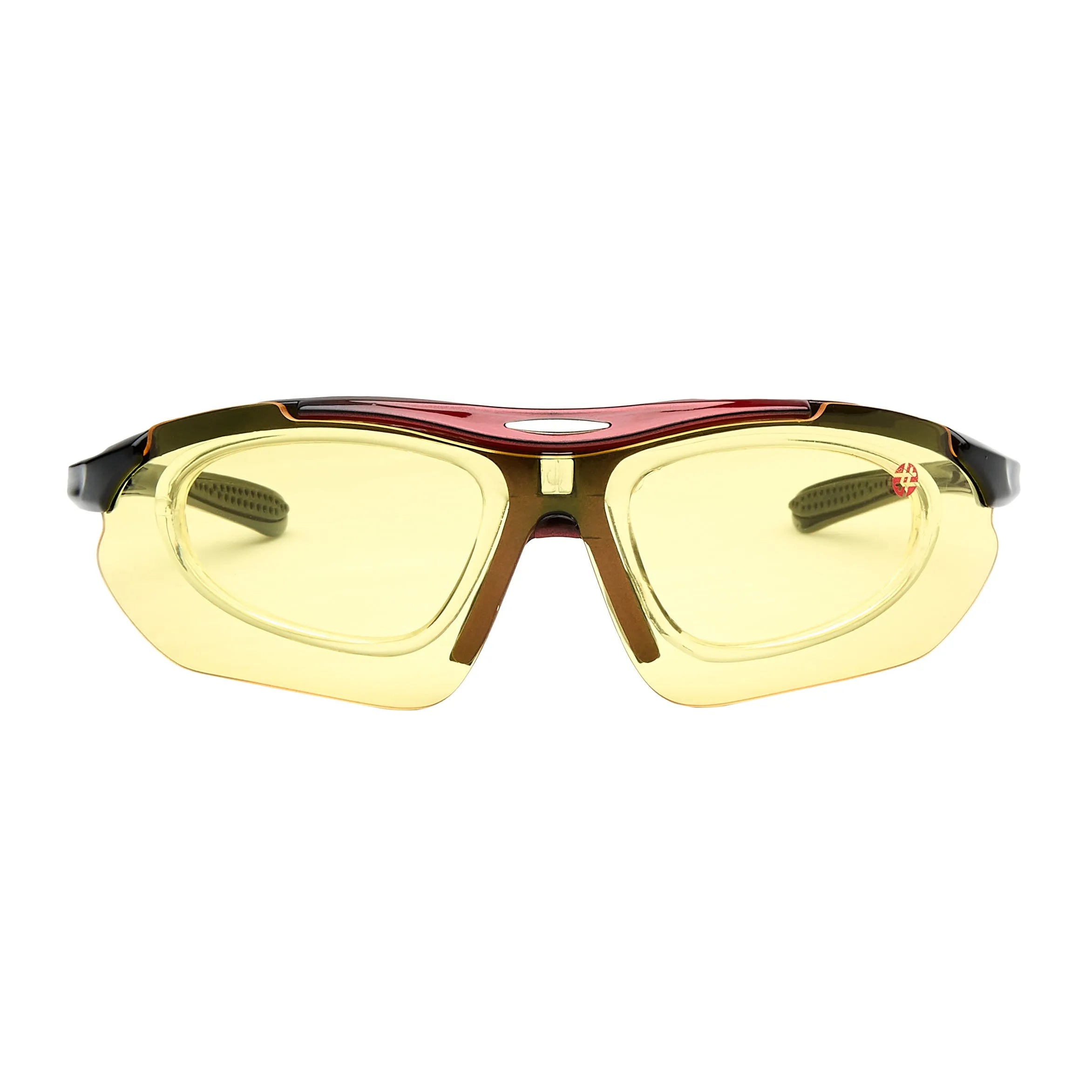 Valkor | Red & Black Free Size Half Rim Shield Sports for Men & Women Changeable Lens [Polarized]