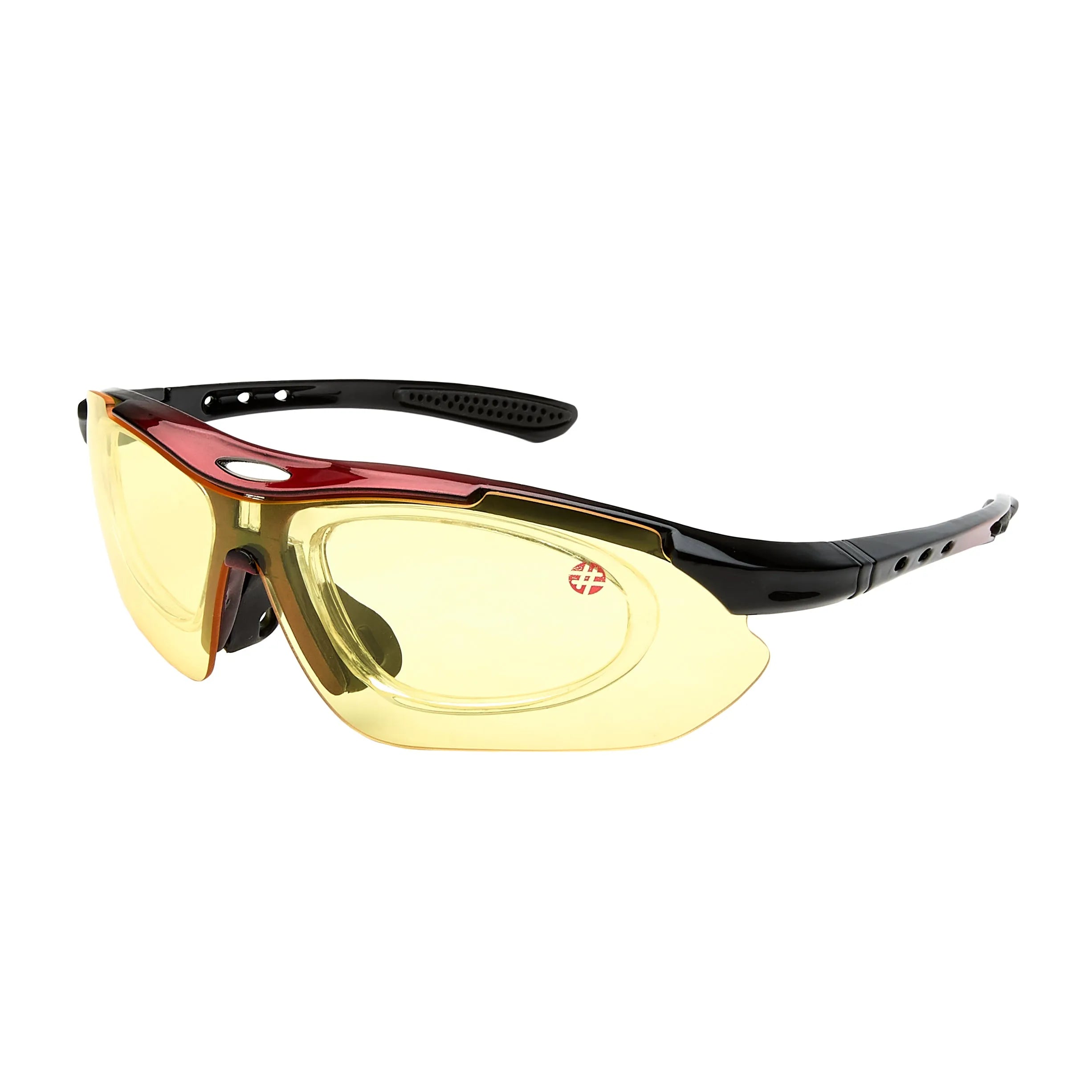 Valkor | Red & Black Free Size Half Rim Shield Sports for Men & Women Changeable Lens [Polarized]