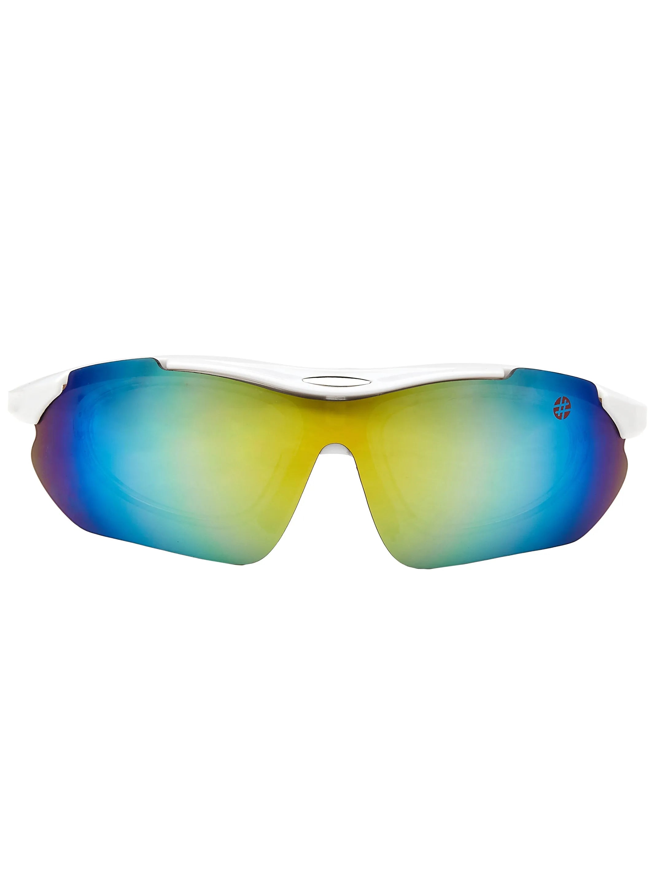 Valkor | White Free Size Half Rim Shield Sports for Men & Women Changeable Lens [Polarized]
