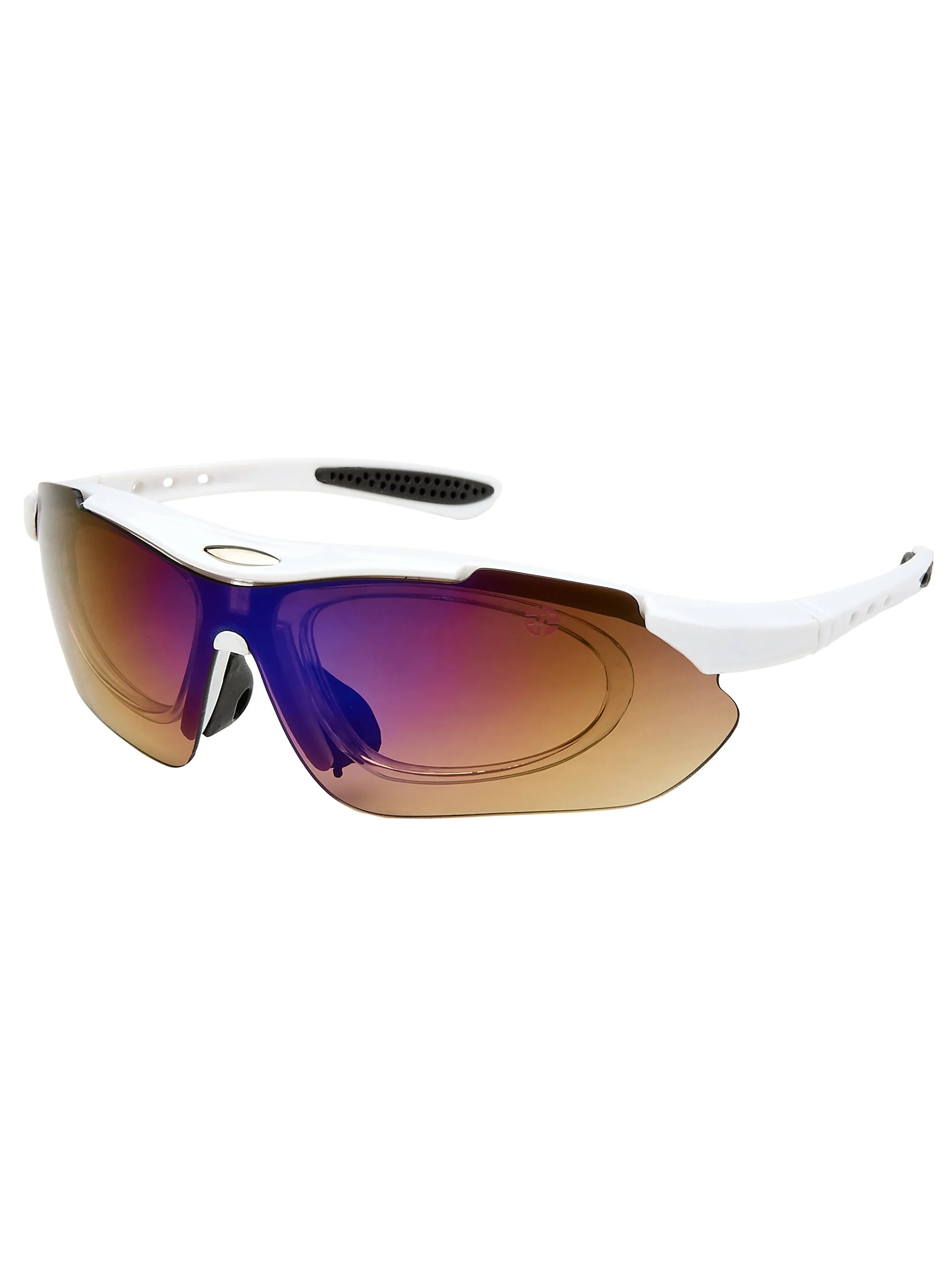 Valkor | White Free Size Half Rim Shield Sports for Men & Women Changeable Lens [Polarized]