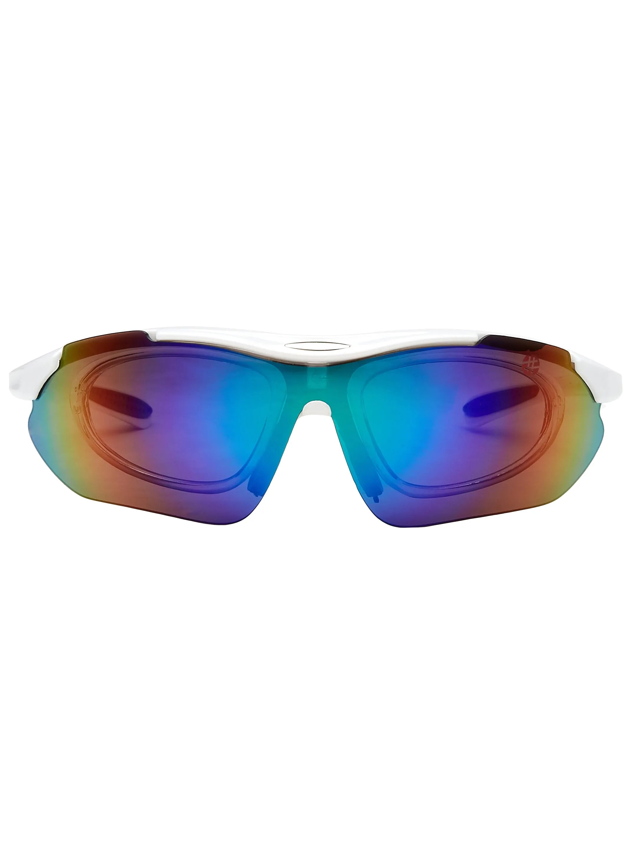 Valkor | White Free Size Half Rim Shield Sports for Men & Women Changeable Lens [Polarized]