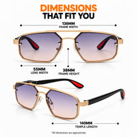 Shadron | Golden Medium Full Rim RECTANGLE Sunglasses for Men [UV-protected]