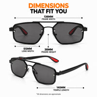 Shadron | Black Medium Full Rim Rectangle Sunglasses for Men [UV-protected]