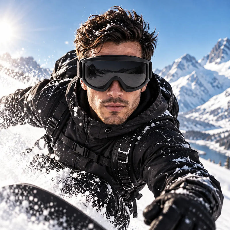 Ulyria | Black Free Size Full Rim Shield Sports Sunglasses for Men & Women [Air-Shield]