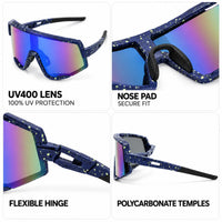 Strix | Blue/Green/Texture Large Full Rim Shield Sports Sunglasses for Men & Women [UV-protected]