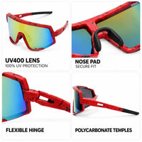 Strix | Red/ Black/ Texture Large Full Rim Shield Sports Sunglasses for Men & Women [UV-protected]