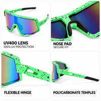 Strix | Green / Black / Texture Large Full Rim Shield Sports Sunglasses for Men & Women [UV-protected]