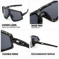 Strix | Black Large Full Rim Shield Sports Sunglasses for Men & Women [UV-protected]