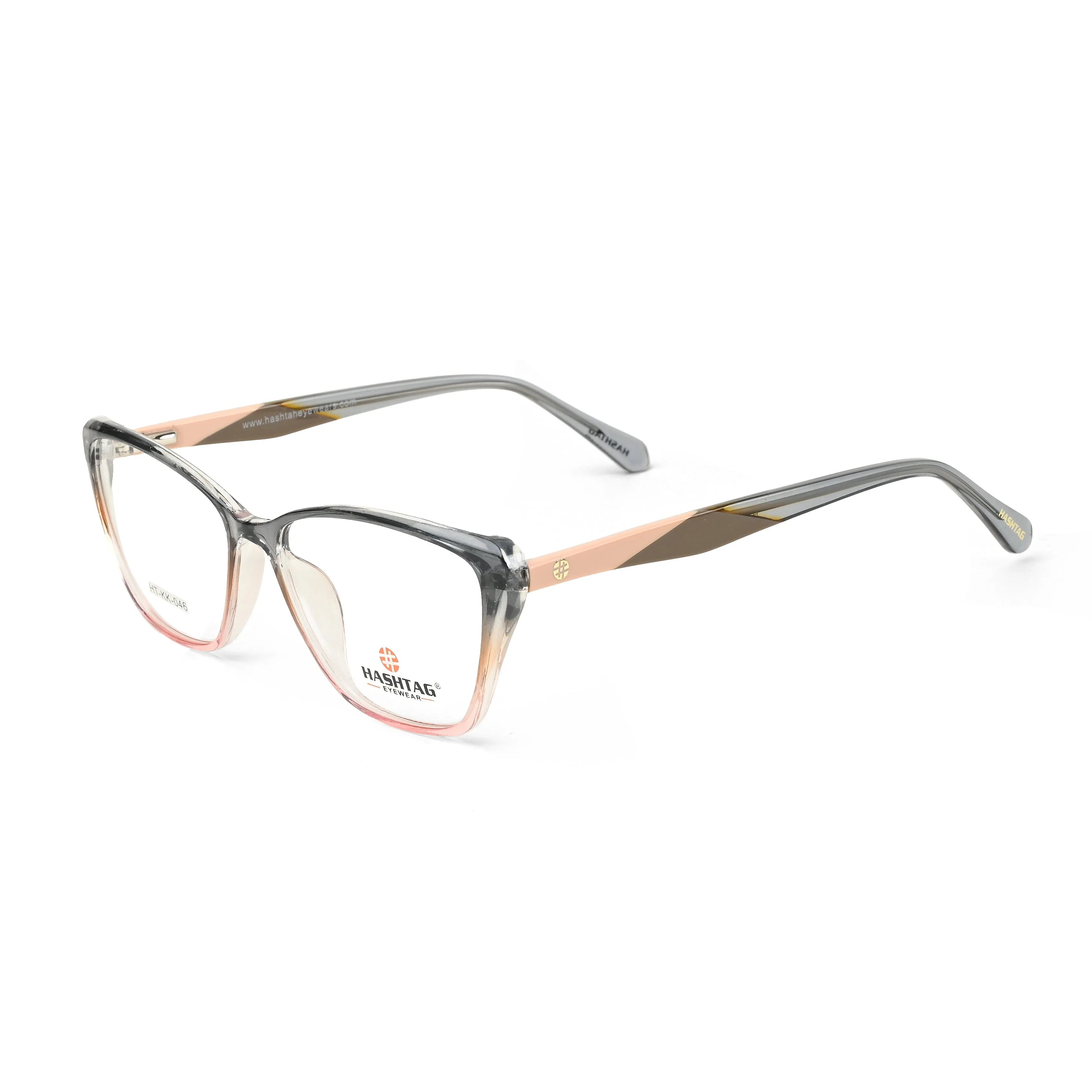 Tinto | Grey-pink Medium Full Rim Cat Eye with Spring Hinges Eyeglasses for Women [Demo Lens]