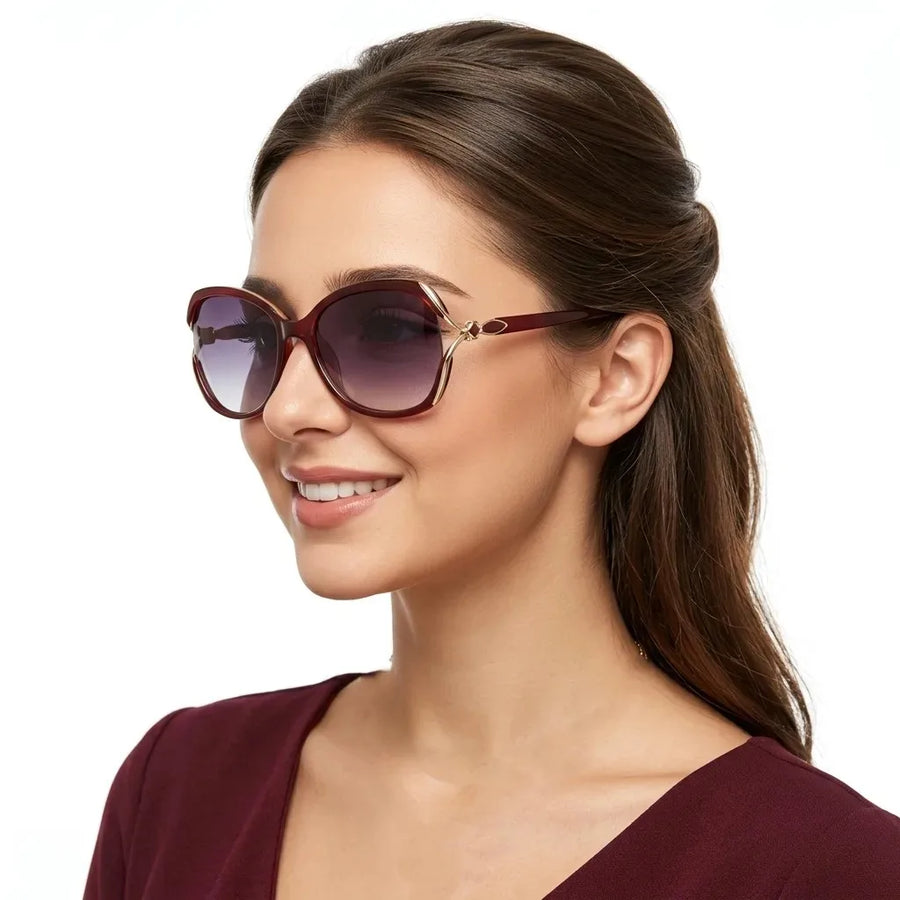 Arcadia | Red Medium Full Rim Butterfly Sunglasses for Women [Polarized]