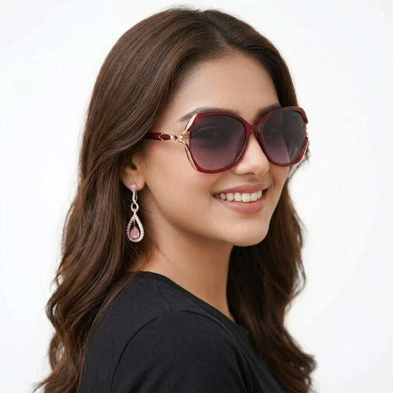 Arcadia | Red Medium Full Rim Butterfly Sunglasses for Women [Polarized]