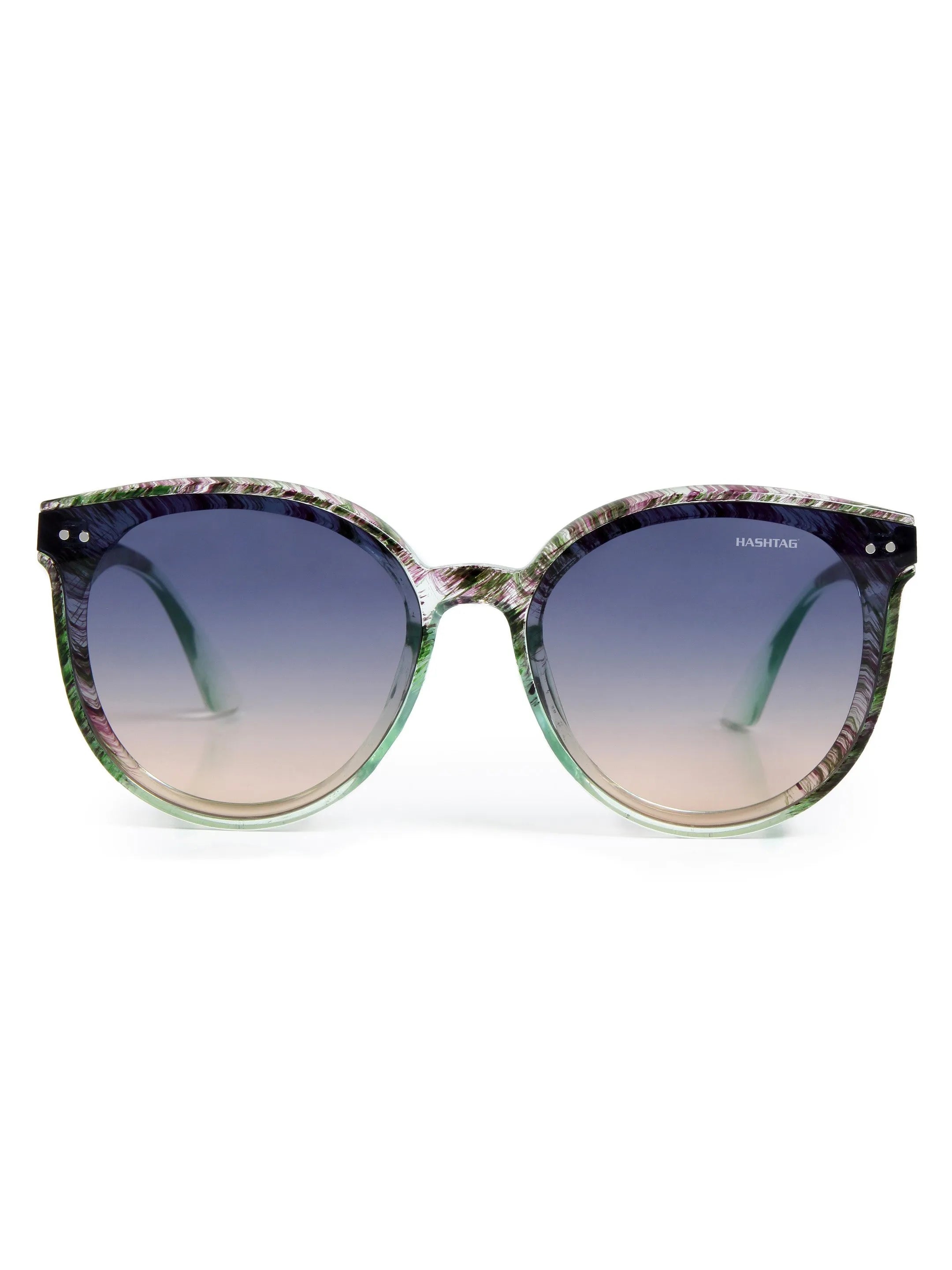 Pinnacle | Black Green Texture Medium Full Rim Round Sunglasses for Men & Women [UV-protected]