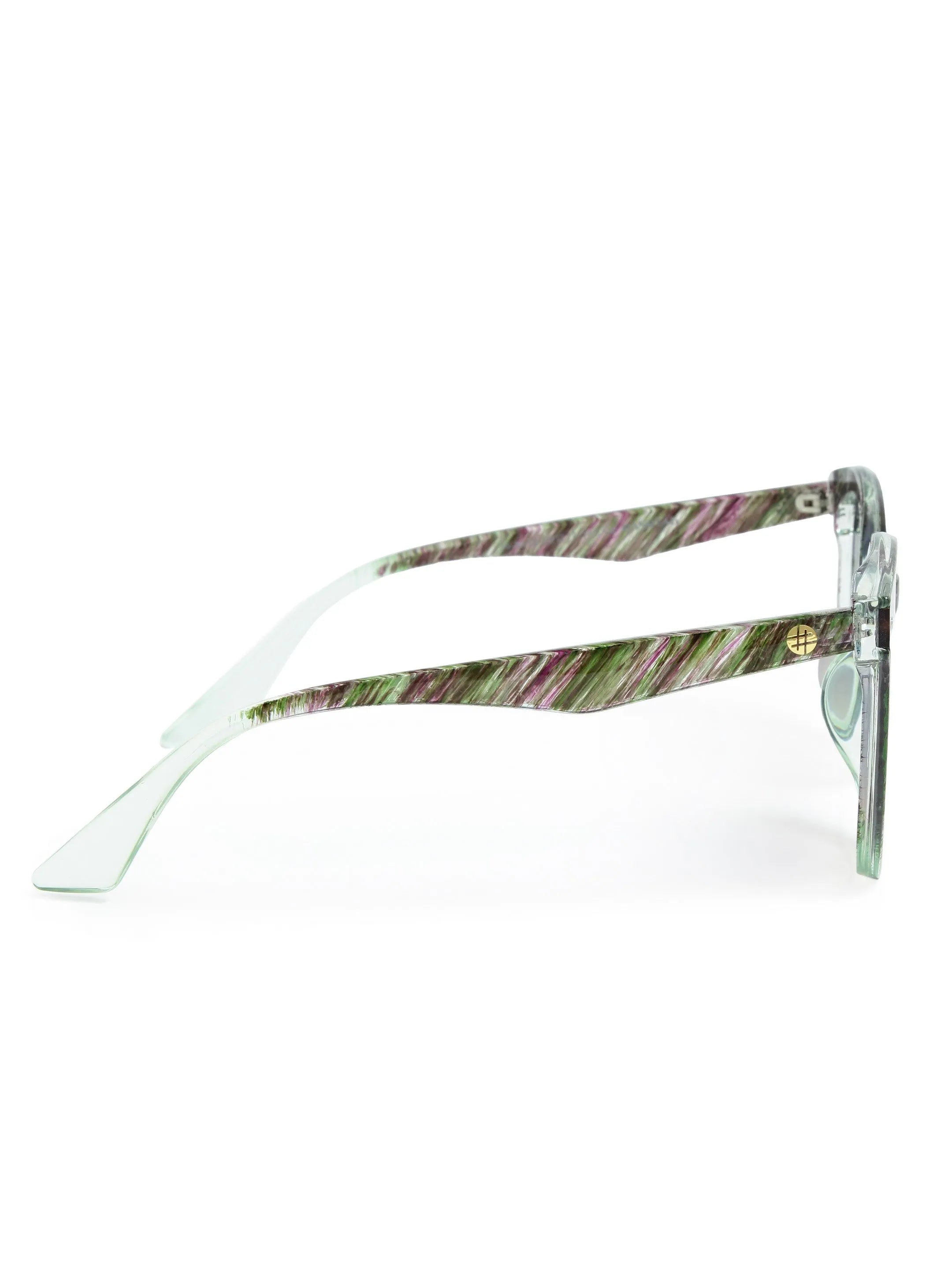 Pinnacle | Black Green Texture Medium Full Rim Round Sunglasses for Men & Women [UV-protected]