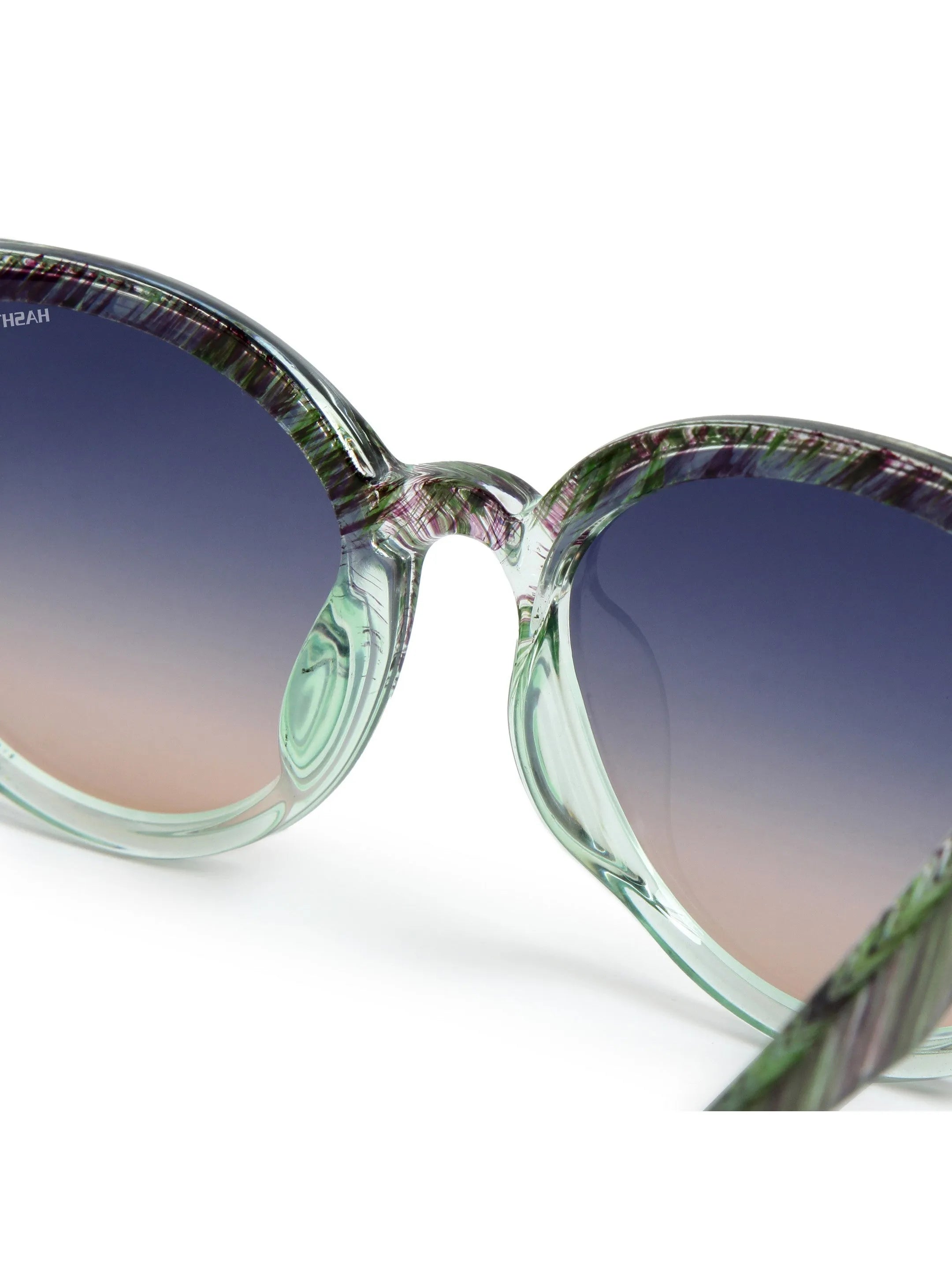 Pinnacle | Black Green Texture Medium Full Rim Round Sunglasses for Men & Women [UV-protected]