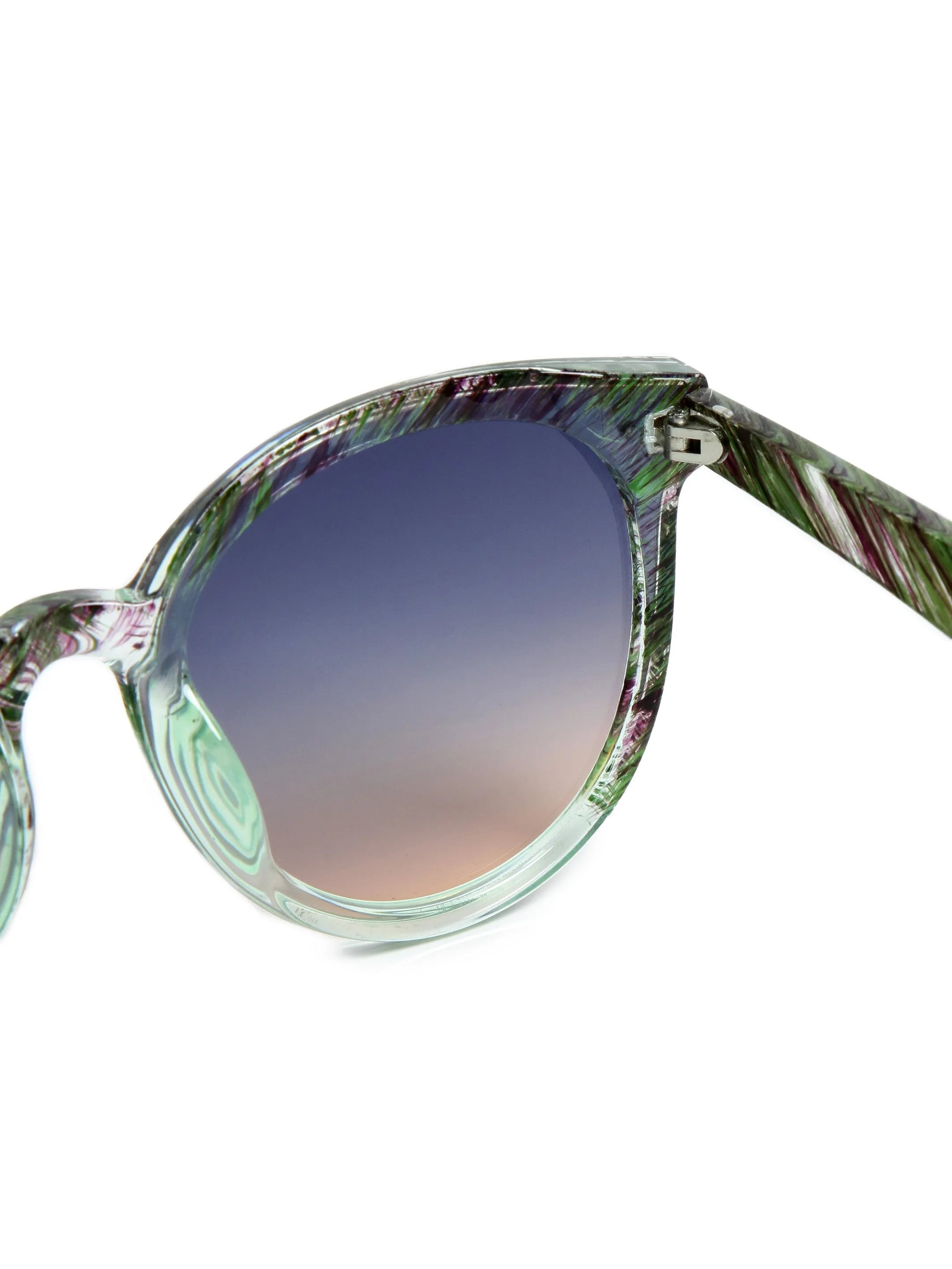 Pinnacle | Black Green Texture Medium Full Rim Round Sunglasses for Men & Women [UV-protected]