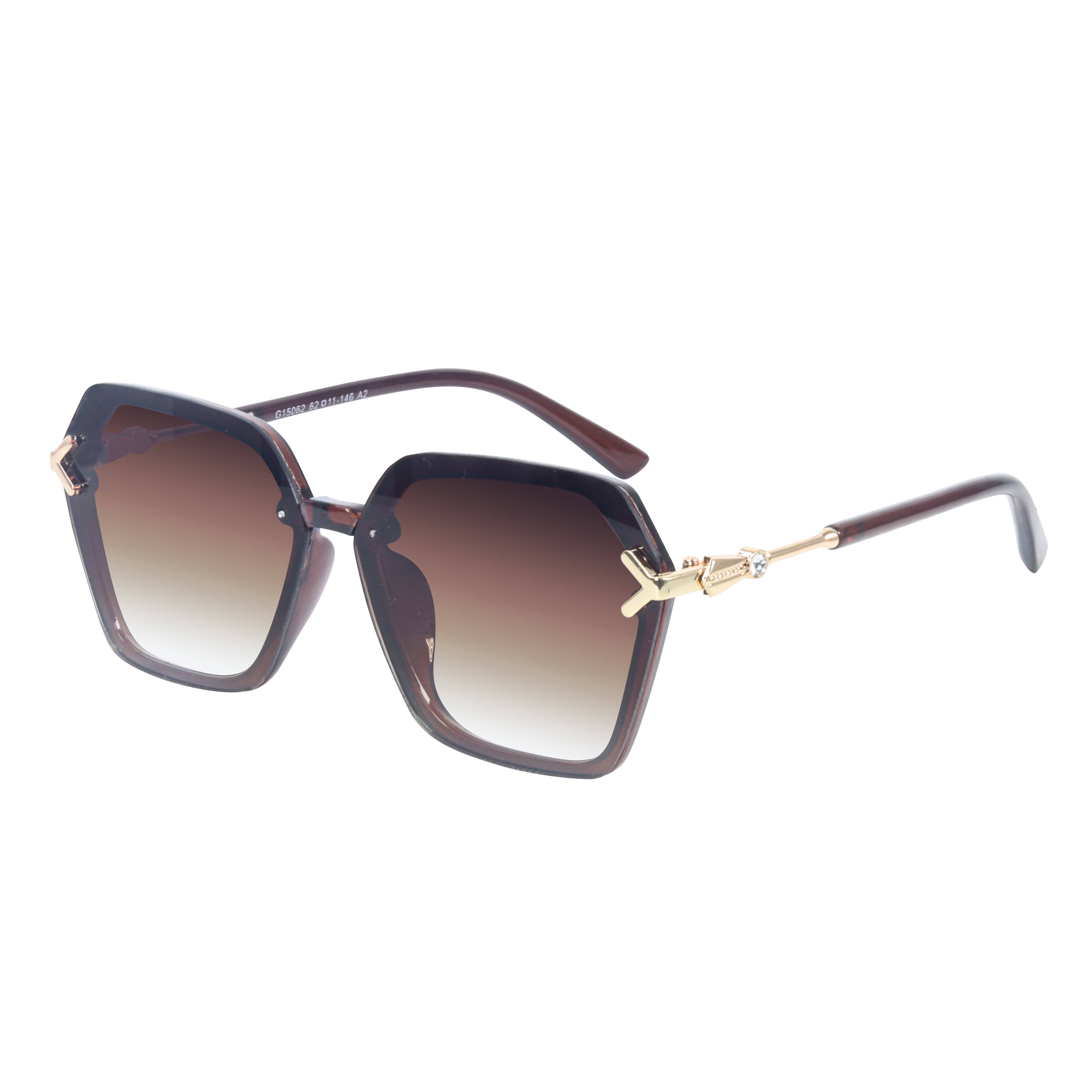 Veilion | Brown Large Full Rim Hexagonal Sunglasses for Women [UV-protected]