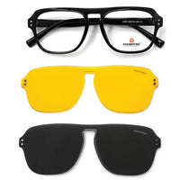 Ember | Black Medium Full Rim Square Clip-on for Men & Women [Clip-on]
