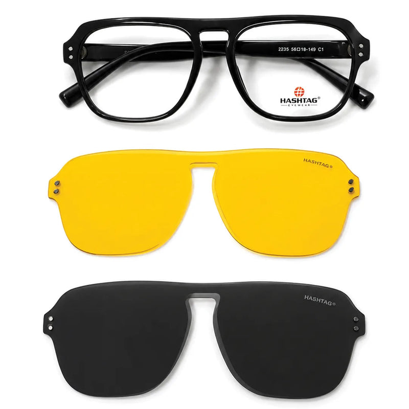 Ember | Black Medium Full Rim Square Clip-on for Men & Women [Clip-on]