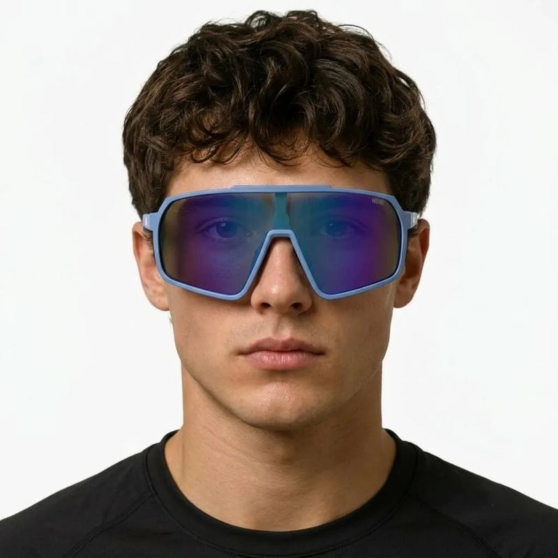 Bolt | Light Blue Extra-Large Full Rim Shield Sports Sunglasses for Men & Women [UV-protected]