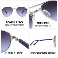 Valkyra | Gradient Blue Large Full Rim Aviator Sunglasses for Men & Women [UV-protected]