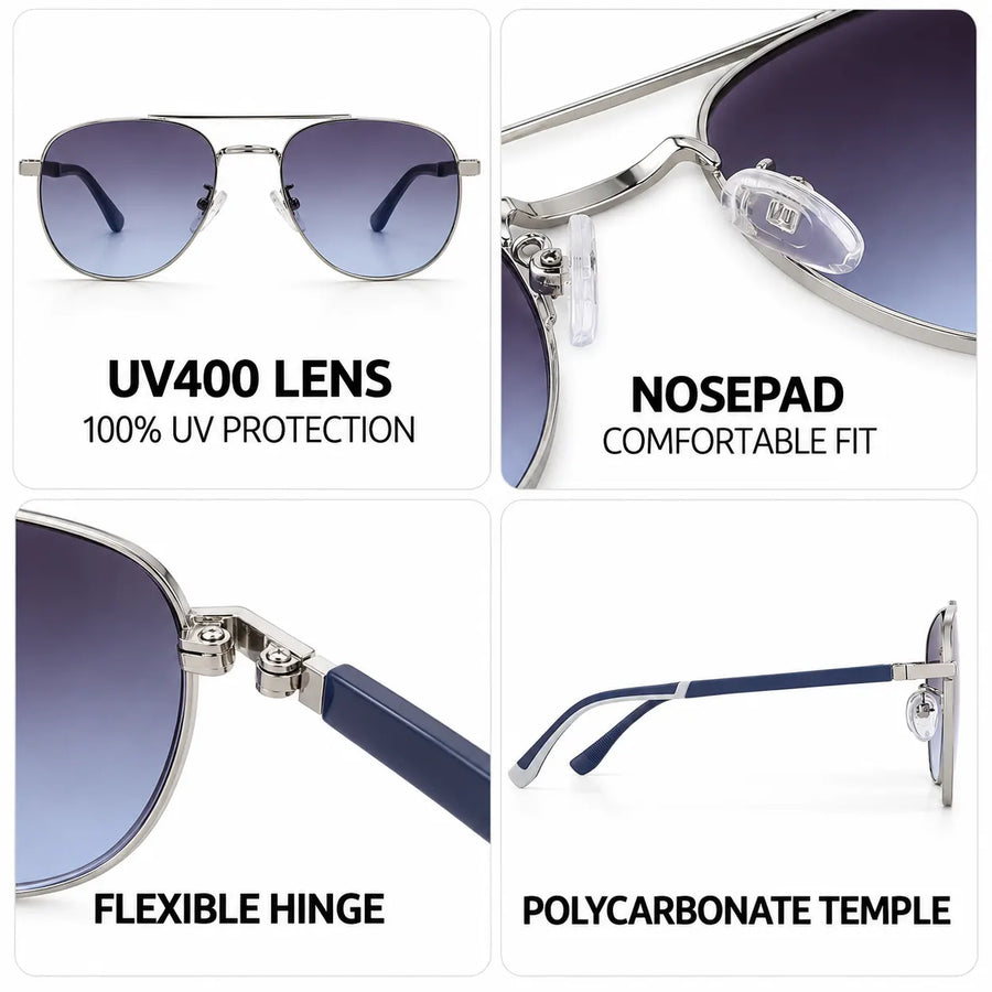 Valkyra | Gradient Blue Large Full Rim Aviator Sunglasses for Men & Women [UV-protected]